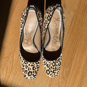 Sam Edelman Hazel Leopard Print Calf Hair Pointed Toe Pumps Heels‎ Size 7